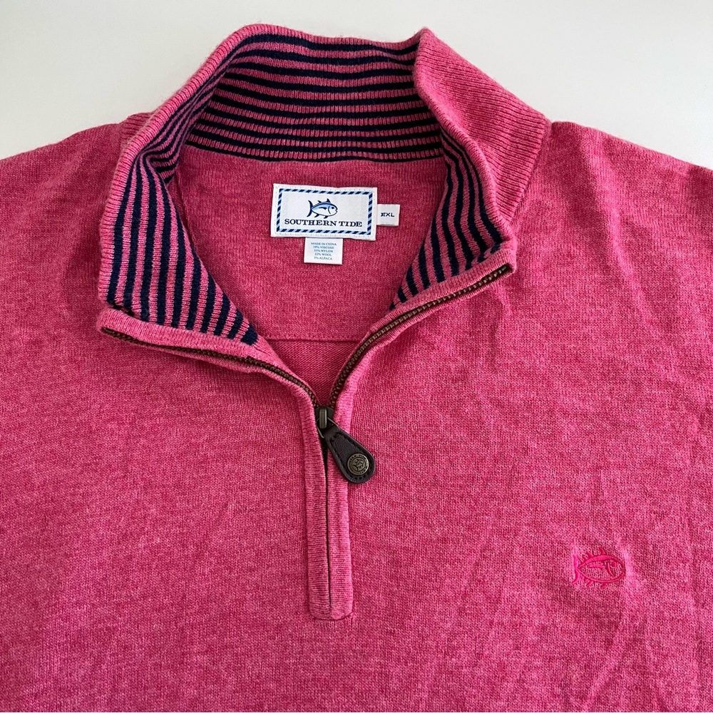 Southern Tide Mens Alpaca Wool Blend‎ Vest XXL Red Golf preppy 1/4 zip